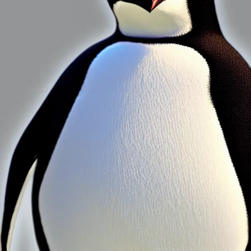 Prompt: tux the linux penguin with half - cyborg face