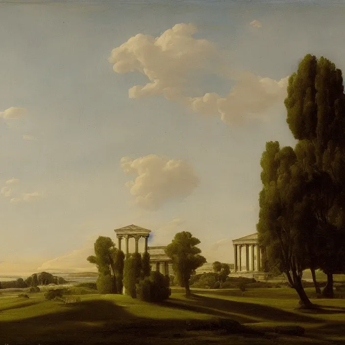 Image similar to a building in a serene landscape, by antonio canova