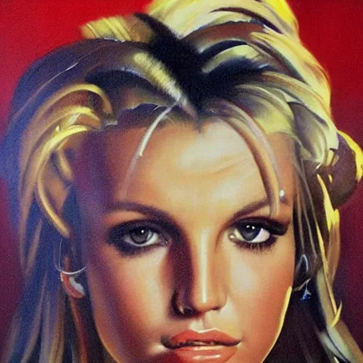 Prompt: ultra realistic portrait painting of britney spears in she's all that, art by frank frazetta, 4 k, ultra realistic, highly detailed, epic lighting.