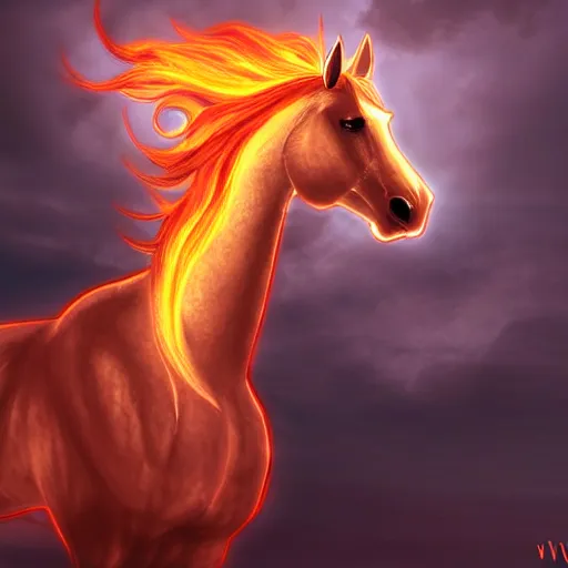 Image similar to a fire horse,digital art by vivaliis,trending on deviantart