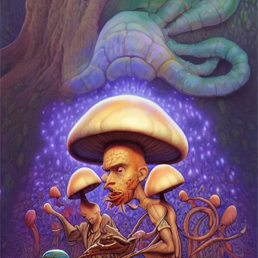 Image similar to mushroom mohawk projector portrait by gaston bussierre and charles vess and james jean and erik jones and rhads, inspired by rick and morty, epic, funny, huge scale, beautiful fine face features, intricate high details, sharp, ultradetailed