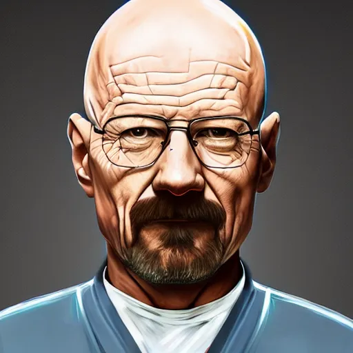 Image similar to Walter White dressed as a cook, digital art, artstation, high detailed, high rendering, high quality,