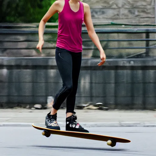 Image similar to gal gadot as a skateboarder, nikon 3 5 mm portrait photography, ultra realistic