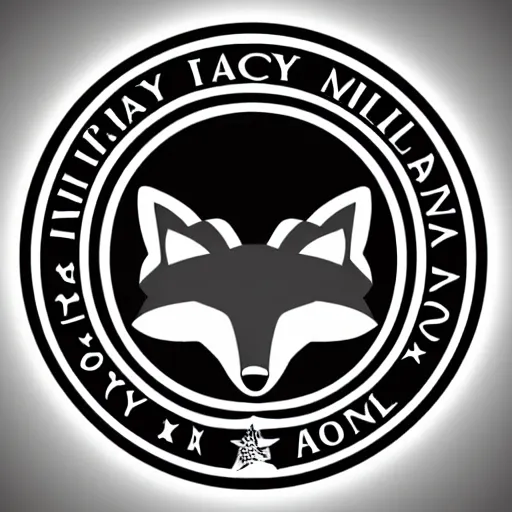 Image similar to military logo that involves foxes, gray and black color scheme