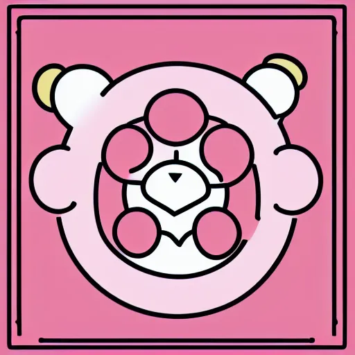 Image similar to a cute pink fluffy vector podcast logo of a streaming bear, golden ratio, iconic, award winning, line art, bold, playful