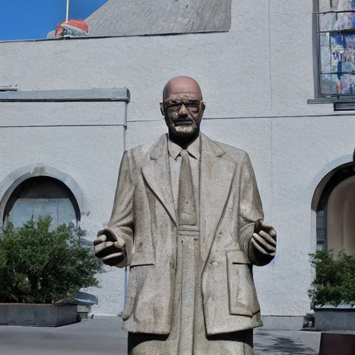 Prompt: walter white statue in bulgaria,