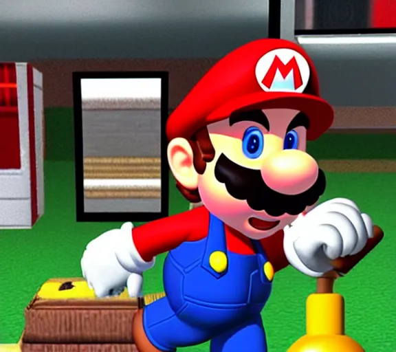 Image similar to Mario has a drinking problem, rehab clinic, n64 game