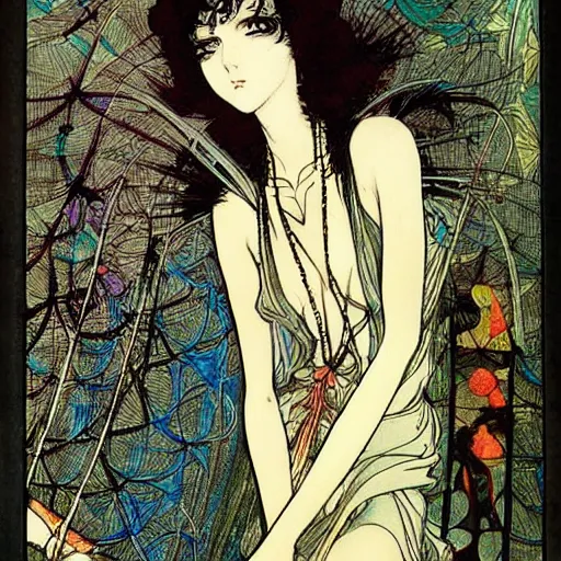 Image similar to anime girl, artwork by Harry Clarke, highly detailed, anime, manga