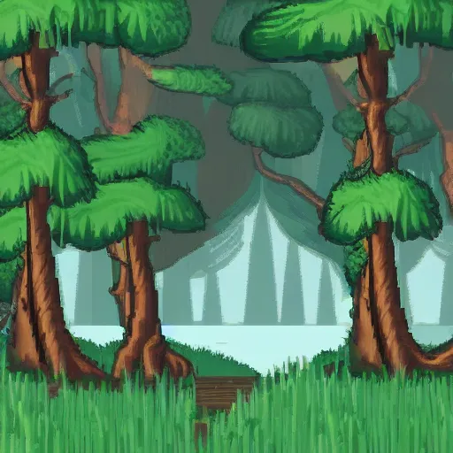 Image similar to a clearing in a forest in the style of a sierra point and click adventure game