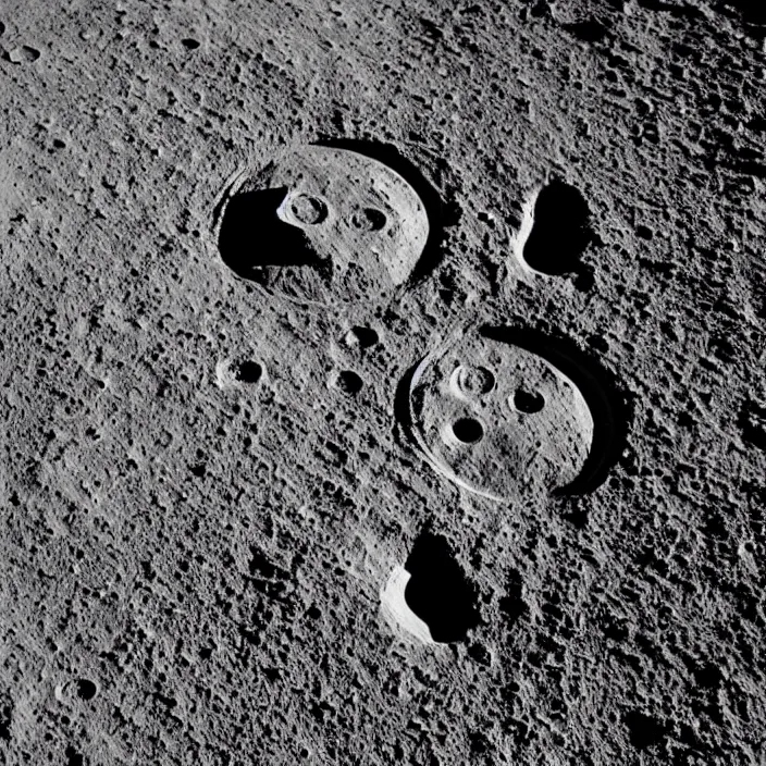 Image similar to boot prints on the lunar surface look like the punisher symbol