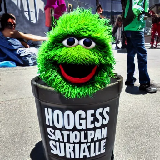 Image similar to Homeless Oscar the Grouch on Skid Row