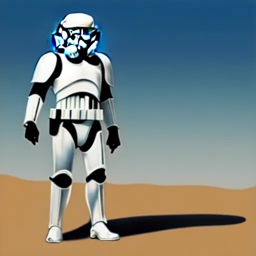 Image similar to vintage disney version of a stormtrooper on the beach, medium shot, digital painting,sharp focus, illustration, art by Walt Disney and Greg Rutkowski