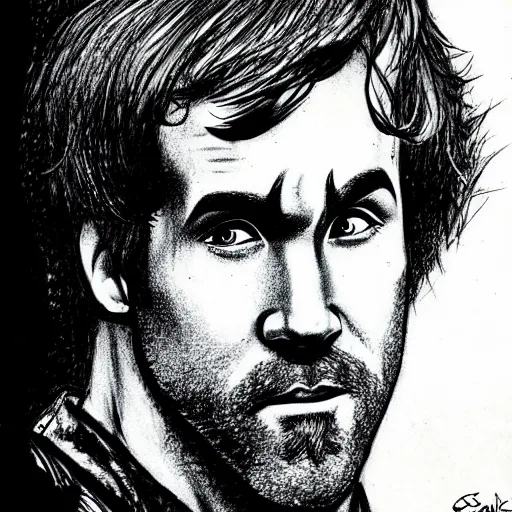 Prompt: Ryan Reynolds disguised as Shaggy from Scooby Doo, concept art, sharp focus, illustration in pen an ink