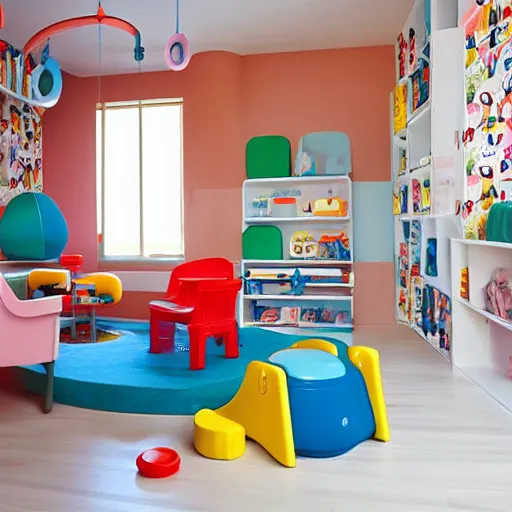 Prompt: “interior design inspired by fisher price”