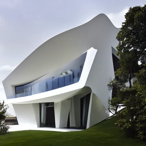 Image similar to house designed by zaha hadid