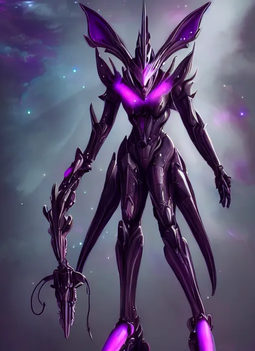 Prompt: cinematic full body, cosmic sized beautiful stunning giant robot mechan hot female dragon goddess, sharp sleek cyborg dragon head, sharp metal ears, smooth purple eyes, smooth fuschia skin, smooth silver armor, nebula, epic proportions, epic scale, macro furry, furry art, dragon art, goddess art, giantess art, warframe, warframe fanart, furaffinity, octane