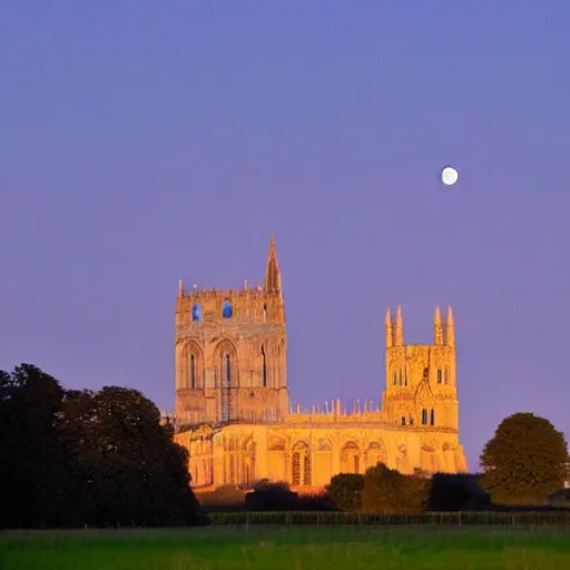 Image similar to we witnessed a glorious moonrise over ely cathedral last night.