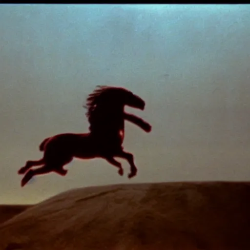 Image similar to movie still of pegasus flying, cinematic composition, cinematic light, criterion collection, by david lynch