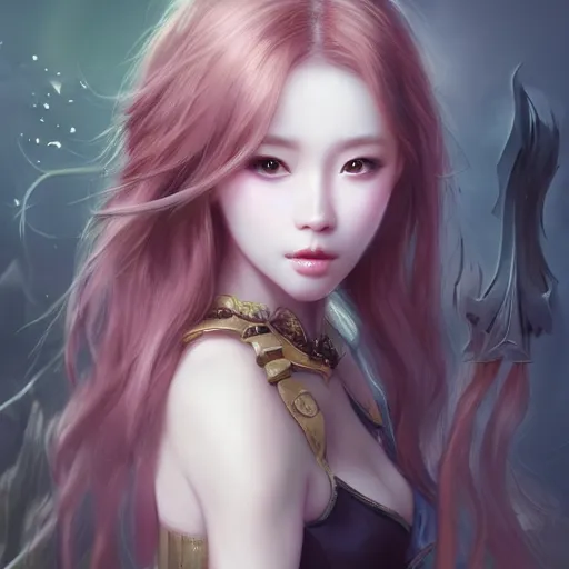 Image similar to realistic beautiful gorgeous natural cute fantasy warrior girl art drawn full HD 4K highest quality in artstyle by professional artists WLOP, Taejune Kim, yan gisuka, JeonSeok Lee, artgerm, Ross draws, Zeronis, Chengwei Pan on Artstation