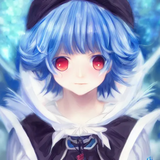 Image similar to full headshot portrait of Cirno from Touhou, drawn by WLOP, by Avetetsuya Studios, attractive character, colored sketch anime manga panel, Cirno from Touhou, trending on artstation