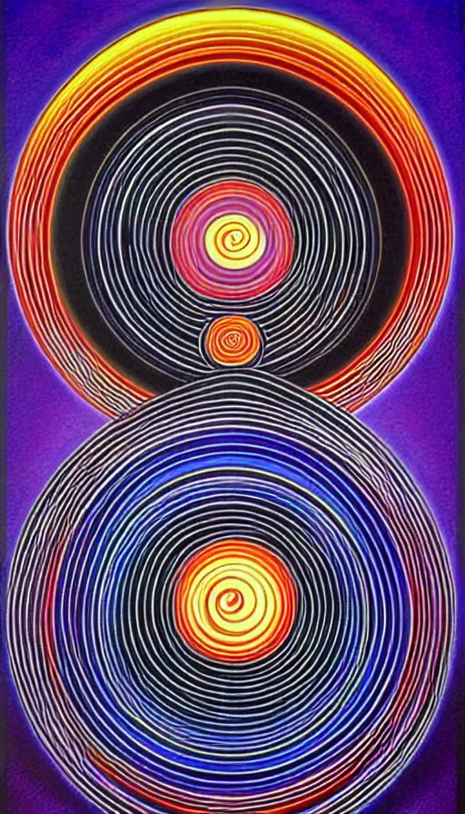 Image similar to Abstract representation of ying Yang concept, by Alex Grey ,