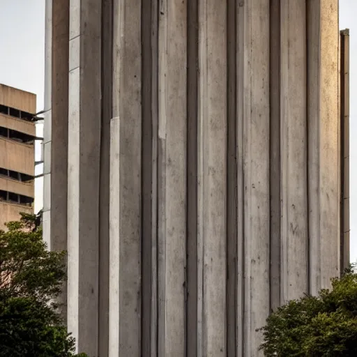 Prompt: Beautiful Photograph of a Brutalism Building, lowshot, golden-hour