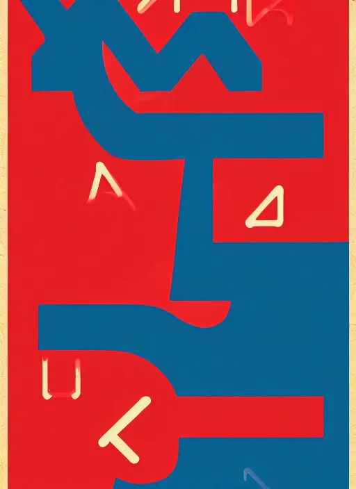 Prompt: poster design with duochrome vintage typographic Japanese katakana, red and blue colour palette, layout design, illustrator vector graphics