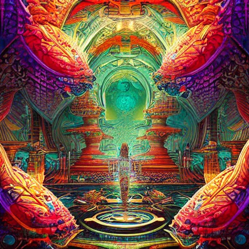 Image similar to temple of the supreme intelligence, beautiful ultra detailed digital art with modern colors by android jones