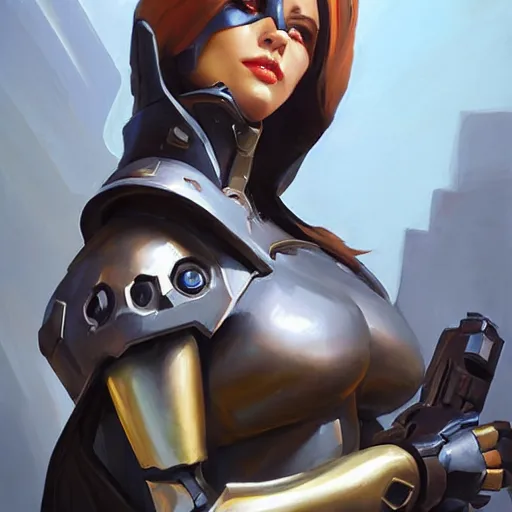Image similar to greg manchess portrait painting of partially armored lady death as overwatch character, medium shot, asymmetrical, profile picture, organic painting, sunny day, matte painting, bold shapes, hard edges, street art, trending on artstation, by huang guangjian and gil elvgren and sachin teng