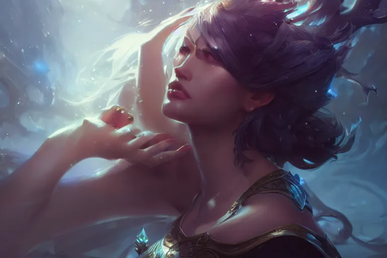 Image similar to amazing portrait of seraphine, league of legends splash art, deiv calviz, splash art, natural light, elegant, intricate, fantasy, atmospheric lighting, by greg rutkowski, league of legends splash art, hd wallpaper, ultra high details