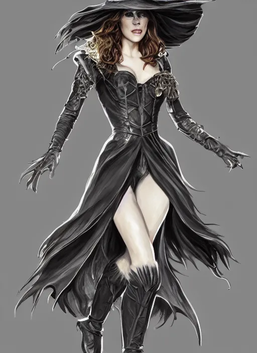 Image similar to beautiful female wicked witch, kate beckinsale as the wicked witch of the west, full body character concept, armor, super powers, fantasy, intricate, elegant, highly detailed, digital painting, artstation, concept art, shining, sharp focus, illustration, art by stanley lau