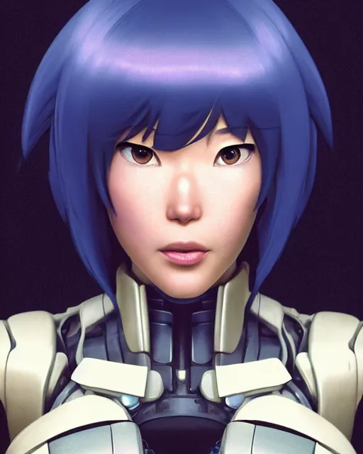 Image similar to weta disney pixar movie still portrait photo of motoko kusanagi the major ghost in the shell : : as cyborg woman by pixar : : by weta, wlop, ilya kuvshinov, rossdraws, artgerm, marvel, maxim cover, latex, octane render, sweaty, iridescent, bright morning, anime, liosh, mucha : :