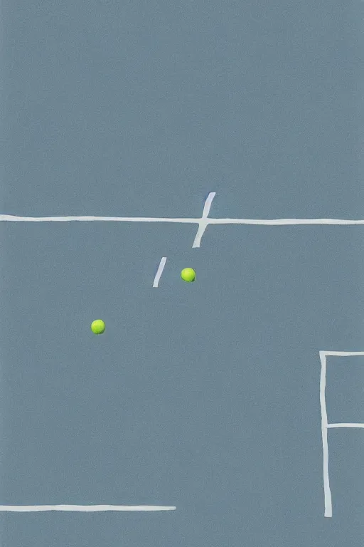 Prompt: an illustration of a tennis match by Oliver Jeffers. Screen Printed. Paper texture