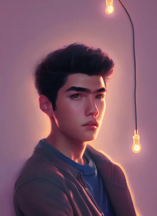 Prompt: portrait of teenage reggie mantle, mean smirk, intricate, elegant, glowing lights, highly detailed, digital painting, artstation, concept art, smooth, sharp focus, illustration, art by wlop, mars ravelo and greg rutkowski