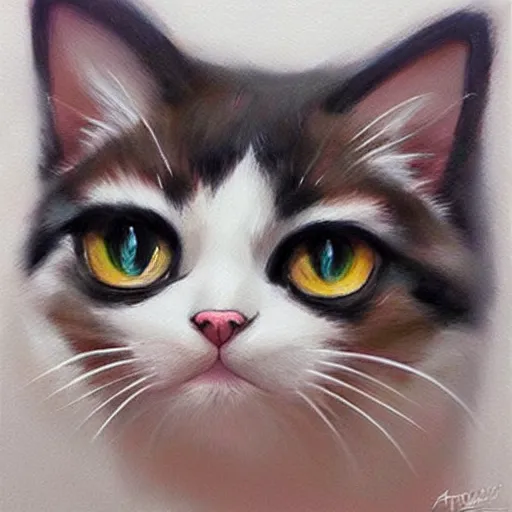 Prompt: Kawaii Cat in the style of stefan kostic, art by artgerm