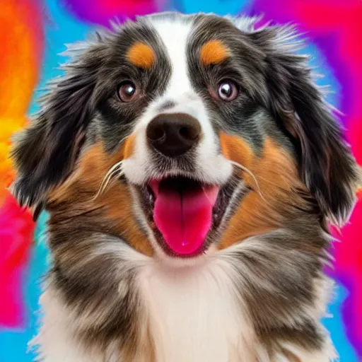 Image similar to australian shepherd on acid