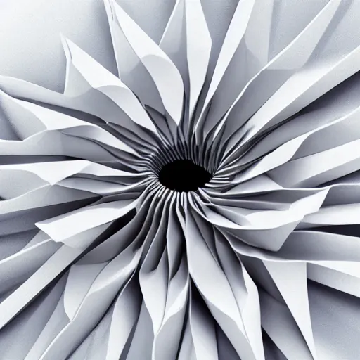 Image similar to origami tornado in white paper, 3 d render, ultra - detailed, on white background, studio shot