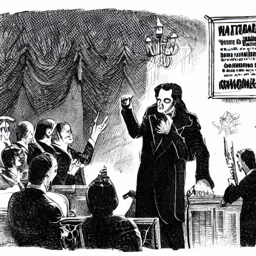 Prompt: Vampire Holding Guns giving a passionate speech in front of Congress