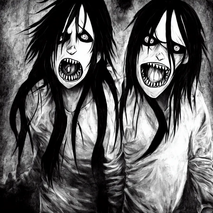 Image similar to jeff the killer sneaking through your window at night with devious intent, his smile is very wide, vivid lighting, highly detailed, hyper realistic, many colors