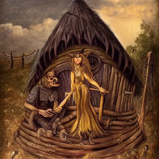 Image similar to burdisio, alejandro art of a witches hut