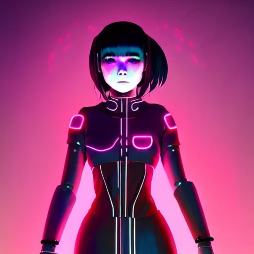 Image similar to a beautiful! bjork model, wearing futuristic cyber leather with articulate! glowing colored led lights, jrpg aztec street fashion, gapmoe yandere grimdark, trending on pixiv fanbox, painted by greg rutkowski makoto shinkai takashi takeuchi studio ghibli, akihiko yoshida