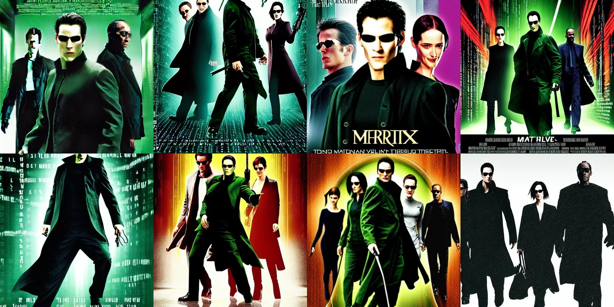 Prompt: movie poster for the matrix starring henry caville, Don Cheadle and eva green