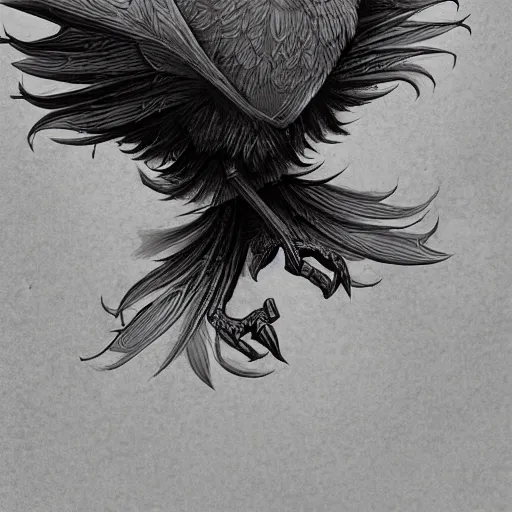 Image similar to raven watching the world underneath, d & d, fantasy, intricate, elegant, highly detailed, digital painting, artstation, concept art, smooth, sharp focus, illustration, art by dragolisco