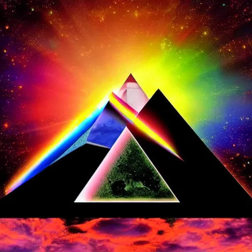 Image similar to pink floyd dark side of the moon, album cover, music 🎶, digital art