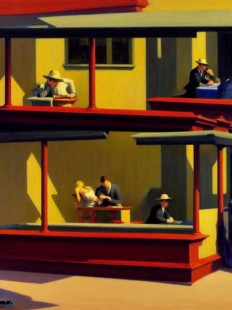 Image similar to Time will soon be born It is starting all the dawn And the world is moving towards Things like opposites and wars, intricate detailed oil painting, detailed illustration, oil painting, painterly feeling, centric composition by Edward hopper