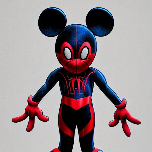 Image similar to Mickey mouse is spiderman, concept art, well detailed, digital art, trending on artstation