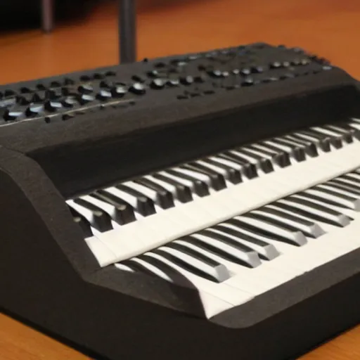 Prompt: a synthesizer made of folded paper,