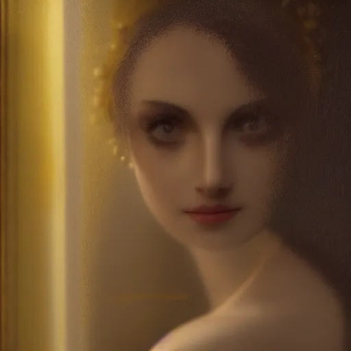 Image similar to !dream a beautiful girl's face made of ivory and gold filigree, ancient film still by edward hopper, by Bosch, by klimt, art noveau, highly detailed, strong lights, liminal, eerie, Bright pastel colors, octane render, 8k,