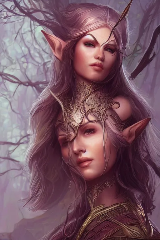 Image similar to female elven warrior blessed by the light of the forest, D&D, fantasy, intricate, elegant, highly detailed, digital painting, artstation, concept art, smooth, sharp focus, illustration, art by artgerm