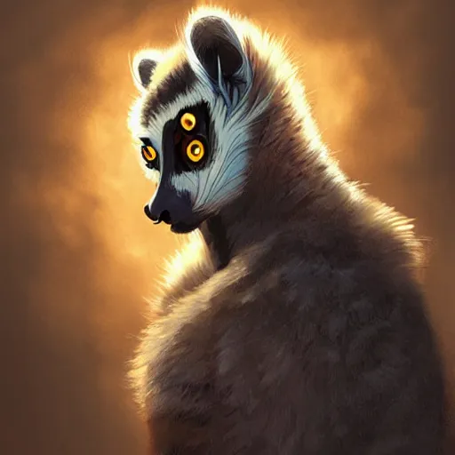 Prompt: male lemur in knight armor, sun in the background, intricate, elegant, fantasy, highly detailed, digital painting, artstation, concept art, smooth, sharp focus, illustration, art by artgerm